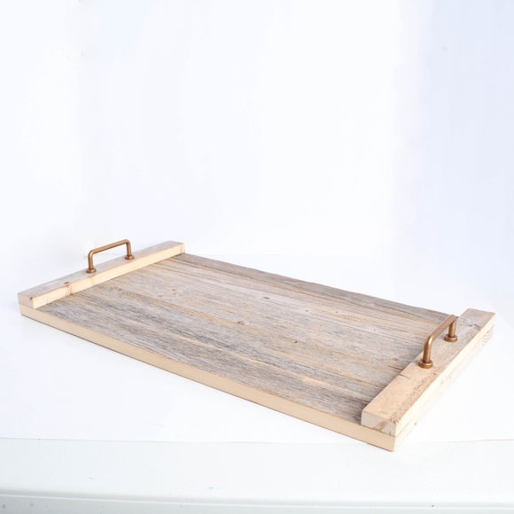 Farmhouse Barn Wood Serving Decorative Tray Handcrafted Rustic 21x12x3 - Picture 2 of 9